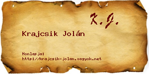 Krajcsik Jolán névjegykártya